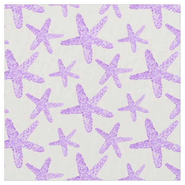 Vattenfärg Starfish Lila Mönster Tyg (Närbild)