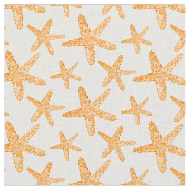 Vattenfärg Starfish Orange Mönster Tyg (Närbild)