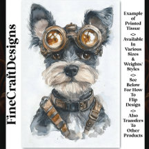 Vattenfärg Steampunk Schnauzer Hund CC8 Decoupage