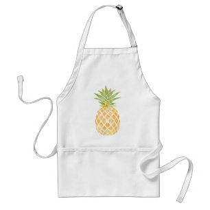 Vattenfärg Stencil Grönt och Gult Ananas Förkläde