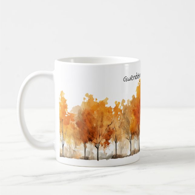 Vattenfärg Stil Hösträd Serenitet Kaffemugg (Vänster)
