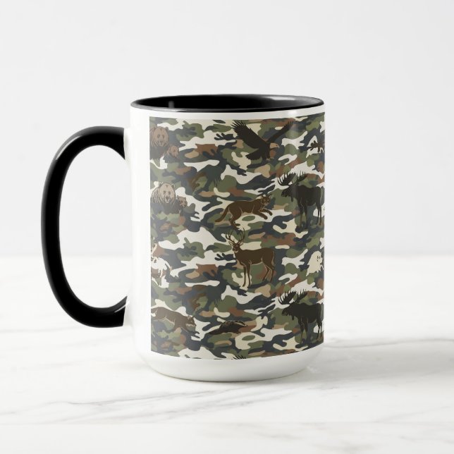 Vattenfärg Stil Kamouflage Kamouflage med Djur Mugg (Vänster)