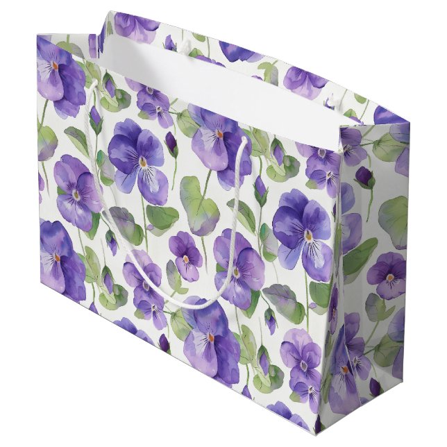 Vattenfärg Stil Lila Pensé Typ Blommor (Baksidan Vinklad)
