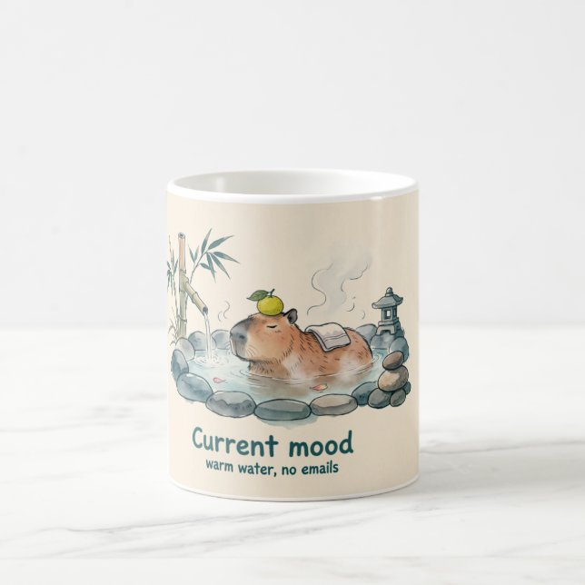 Vattenfärg-stil mugg med Capybara hett källvatten (Center)