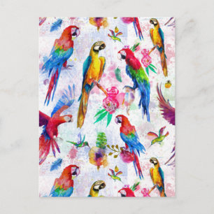 Vattenfärg Stil Parrots 2 Vykort