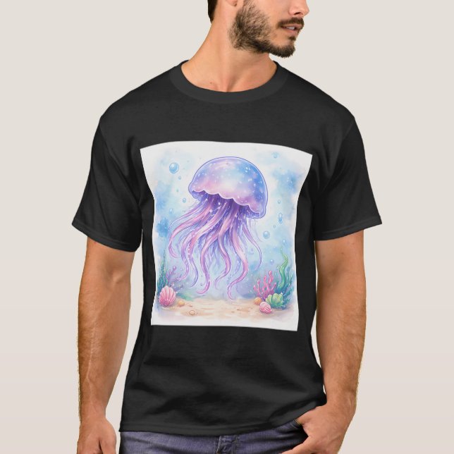Vattenfärg stil seriefigur maneter t shirt (Framsida)