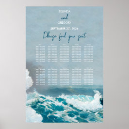Vattenfärg Strand Havsvågor Bröllopsställningsdiag Poster