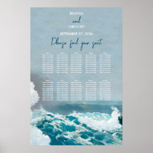 Vattenfärg Strand Havsvågor Bröllopsställningsdiag Poster
