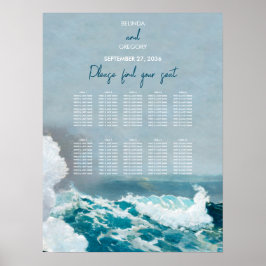 Vattenfärg Strand Havsvågor Bröllopsställningsdiag Poster