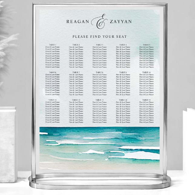 Vattenfärg Strand Sommar Bröllop Placeringsplan Poster (Skapare uppladdad)