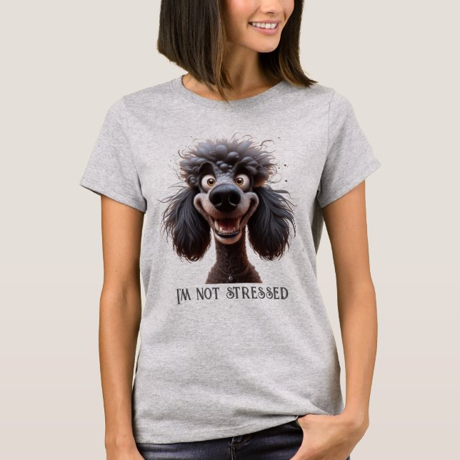 Vattenfärg Stressat Pudel Roligt Hund Pet Animal T Shirt (Framsida)