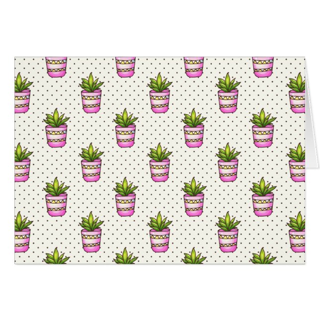 Vattenfärg Succula Polka Dot Mönster Hälsningskort (Framsidan Horizontal)