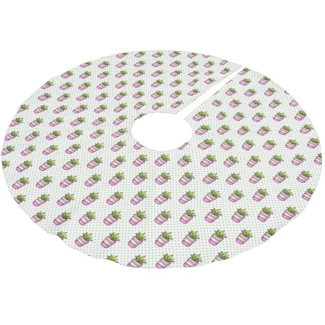Vattenfärg Succula Polka Dot Mönster Julgransmatta Borstad Polyester (Vinklad)