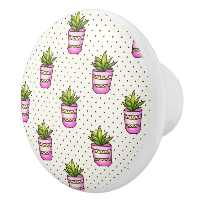 Vattenfärg Succula Polka Dot Mönster Knopp (Höger)