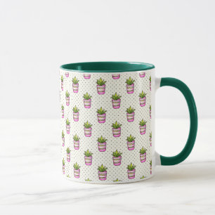 Vattenfärg Succula Polka Dot Mönster Mugg