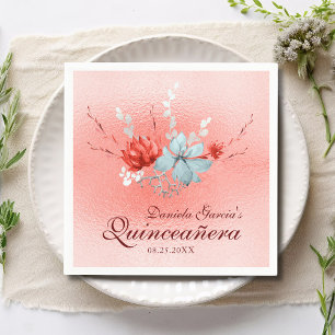 Vattenfärg Succulent Blommigt Botanical Quinceañer Pappersservett