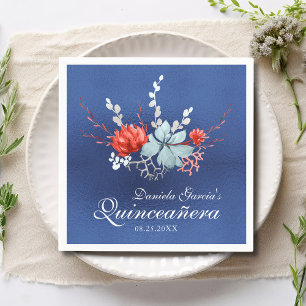 Vattenfärg Succulent Blommigt Botanical Quinceañer Pappersservett