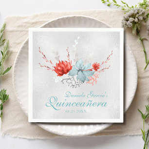 Vattenfärg Succulent Blommigt Botanical Quinceañer Pappersservett