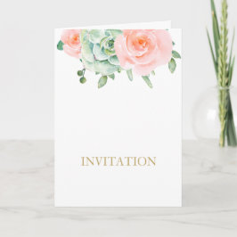 Vattenfärg Succulent Blommigt Elegant bröllop Inbjudan