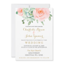 Vattenfärg Succulent Blommigt Elegant bröllop