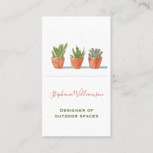 Vattenfärg Succulent Botanical Visitkort