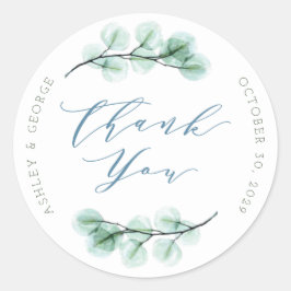 Vattenfärg Succulent Garden Chic Bröllop Tack Runt Klistermärke