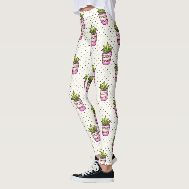 Vattenfärg Succult Polka Dot Mönster Leggings (Vänster)