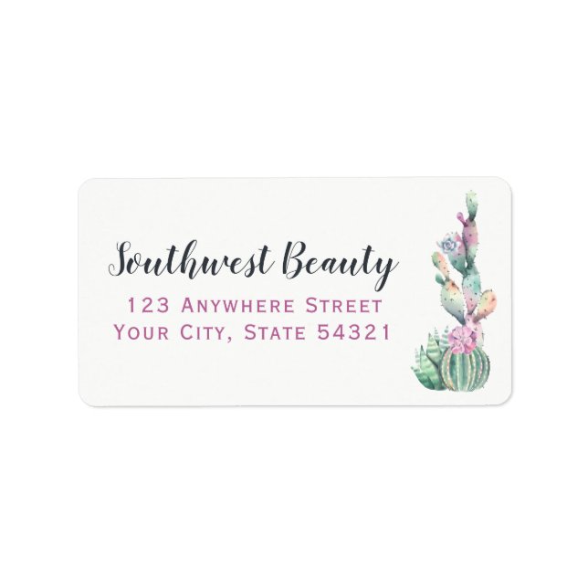 Vattenfärg Succulus cactus prickly Pear Bohemian Adressetikett (Framsidan)