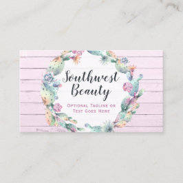 Vattenfärg Succulus Cactus & Rustic Wood Bohemian Visitkort