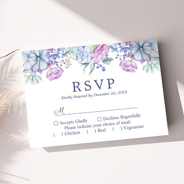 Vattenfärg Sukkulenter Blommig Boho Bröllop RSVP OSA Kort (Skapare uppladdad)