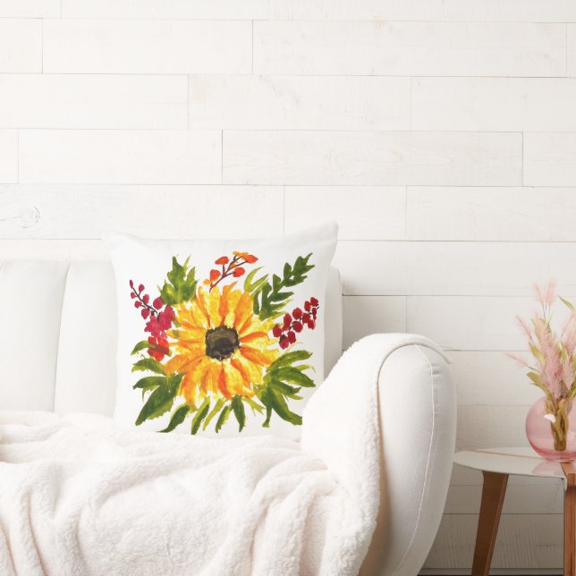 Vattenfärg Sunblommor Cute Modern Söt Kudde (Soffa)