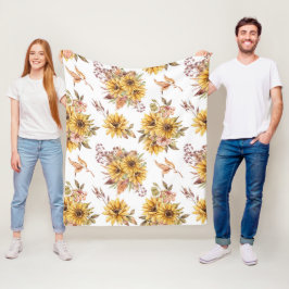 Vattenfärg Sunblommor Fleecefilt