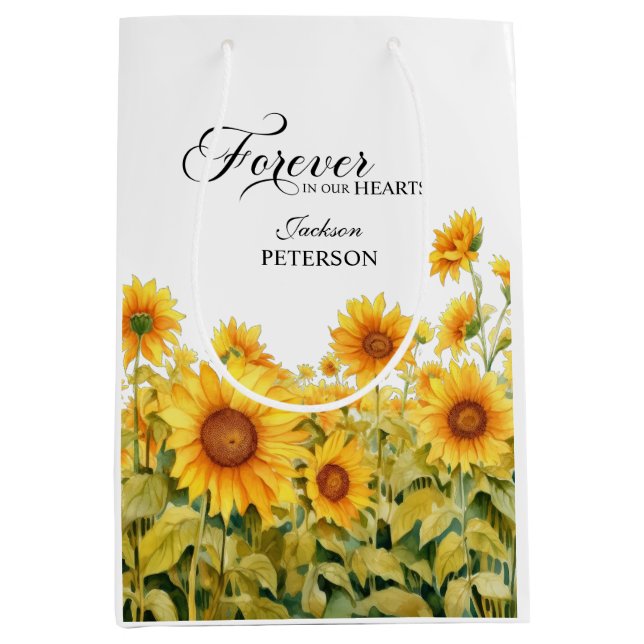 Vattenfärg Sunblommor Funeral Keepsaké (Framsidan)