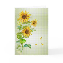 Vattenfärg Sunblommor på Gingham