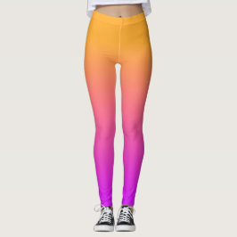 Vattenfärg Sunset-Orange till Rosa Gradient Ombre  Leggings