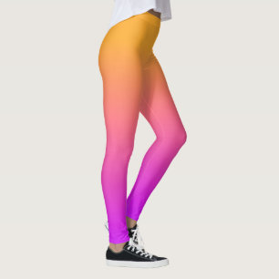 Vattenfärg Sunset-Orange till Rosa Gradient Ombre  Leggings