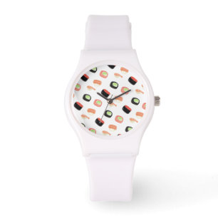 Vattenfärg Sushi Lax Gurka Rullar Armbandsur
