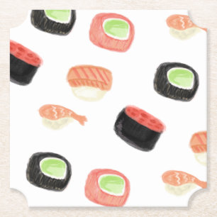 Vattenfärg Sushi Party Hibachi Sushi-rullar Underlägg Papper