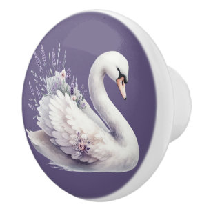 Vattenfärg Svan med Lavender Blommigt Knopp