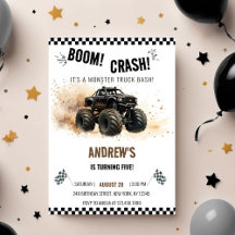 Vattenfärg Svart Boom Krasch Monster Truck Bash