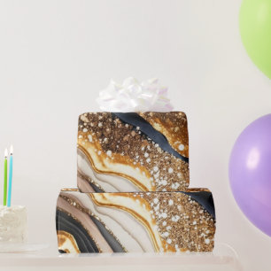 Vattenfärg Svart & Guld Glitter Agat Alkohol Tinta Presentpapper