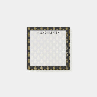 Vattenfärg, svart och ananas Guld Post-it Block