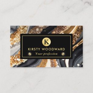Vattenfärg, svart och Guld Glitter, alkohol, Bläck Visitkort