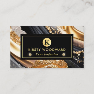 Vattenfärg, svart och Guld Glitter, alkohol, Bläck Visitkort