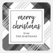 Vattenfärg Svart Vitt Rutig God Jul Namn 