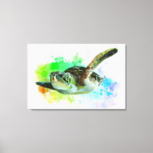 Vattenfärg Swimming Sea Turtle Canvas