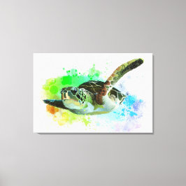 Vattenfärg Swimming Sea Turtle Canvas