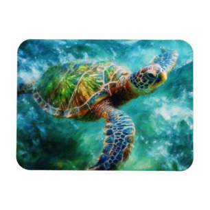 Vattenfärg Swimming Sea Turtle Flexible Magnet