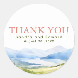 Vattenfärg tack för bergen runt klistermärke