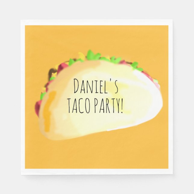 Vattenfärg Tacobud Födelsedagsfest Pappersservett (Framsidan)